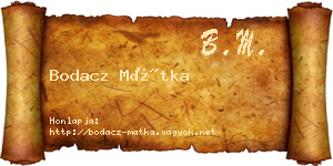 Bodacz Mátka névjegykártya
